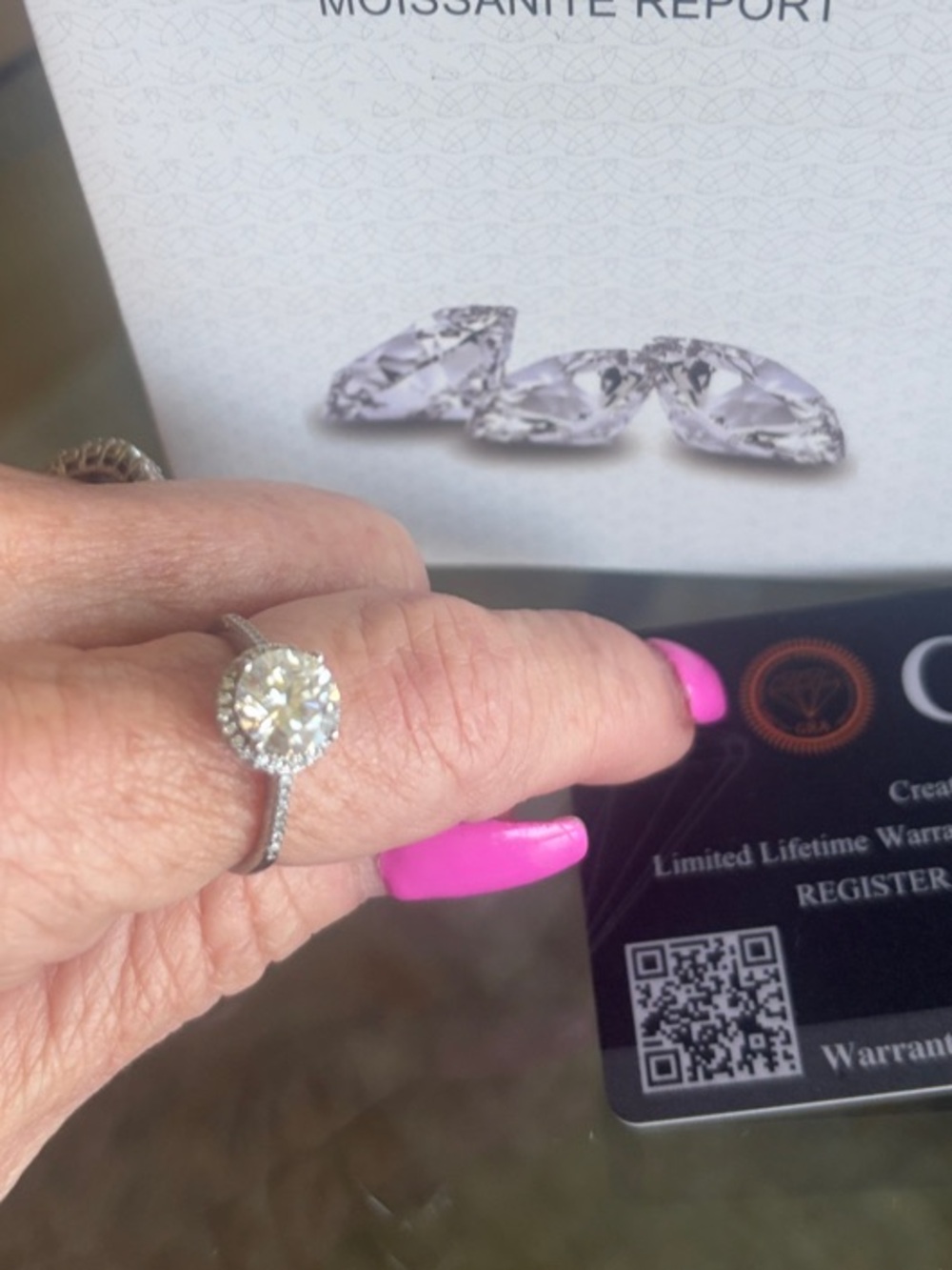 Sparkling Moissanite 2 ctw 925 silver adjustable 6-8 ring